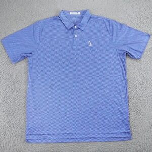 Peter Millar Polo Shirt Mens 2XL Blue Featherweight UPF 50+ Golf Flamingo Print